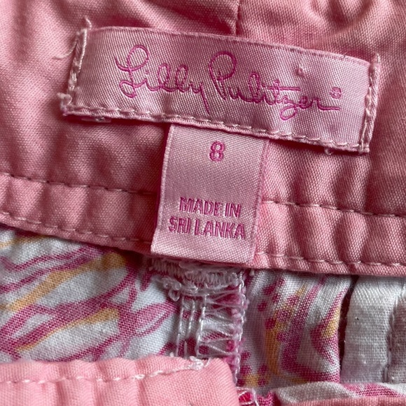 LILLY PULITZER Pink/Orange Shell Print Cotton Shorts - Size 8 - Picture 6 of 11